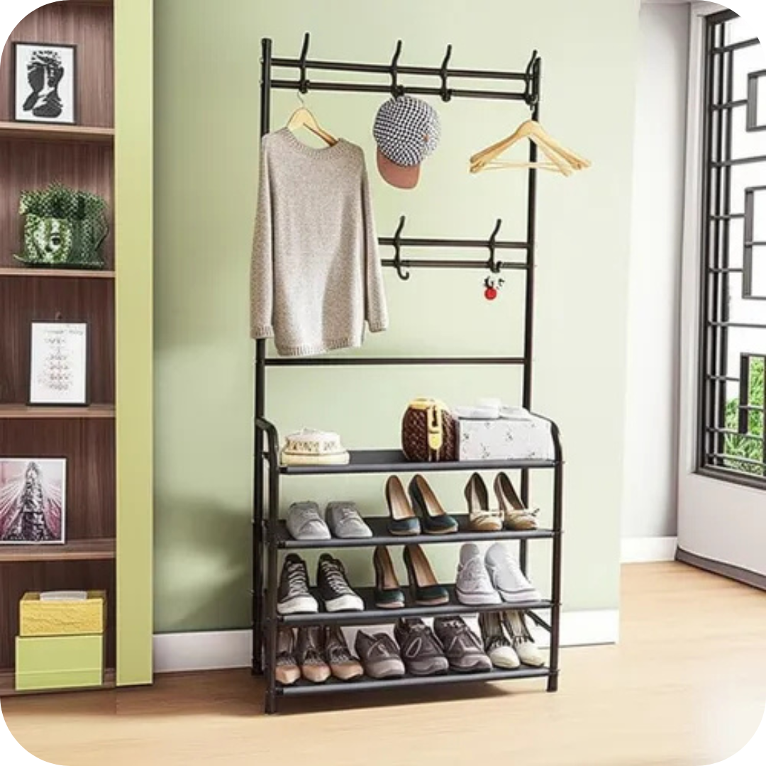 Multifunctional Coat Rack with Shoe Rack | RackSpace