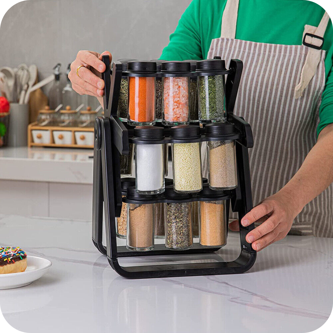 Rotating Spice Organizer with 18 Jars | SpiceWheel
