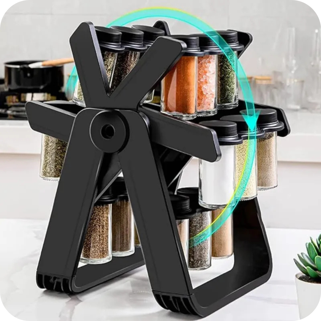 Rotating Spice Organizer with 18 Jars | SpiceWheel