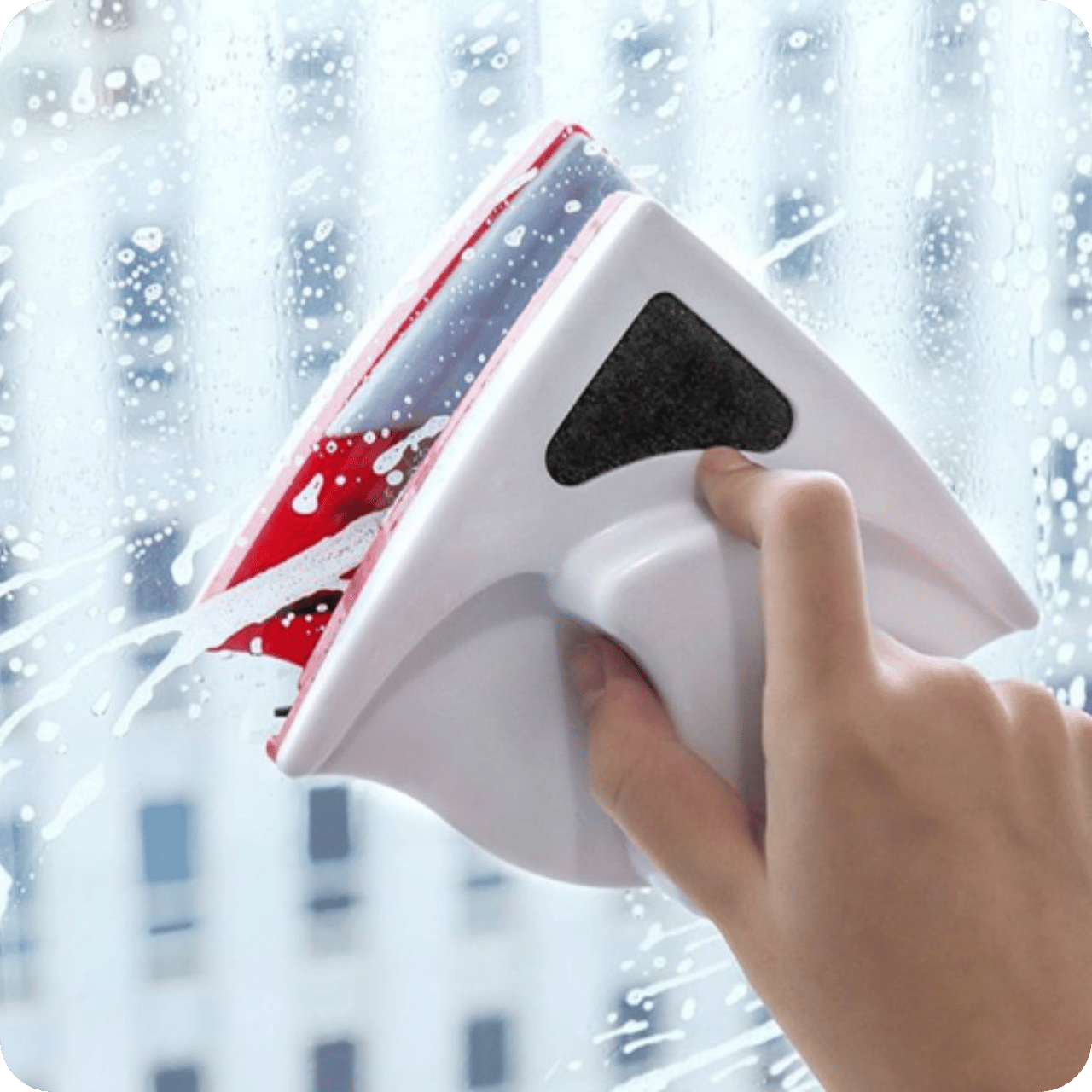 Magnetic Double-Sided Glass Cleaner with Sponge | Glass Cleaner