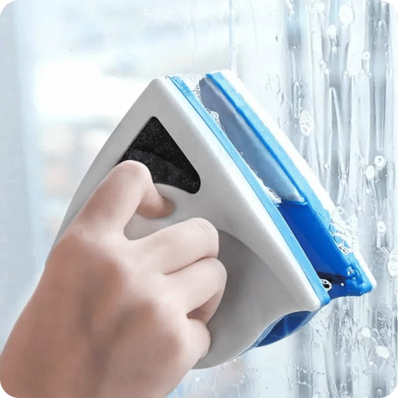 Magnetic Double-Sided Glass Cleaner with Sponge | Glass Cleaner